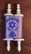 Vintage Miniature Jewish Hebrew Torah Scroll Judaism 7” Long