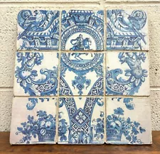 Antique Portuguese Blue and White Azulejos Tile Mural Panel