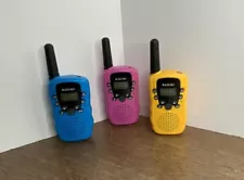 Baturu Walkie Talkie For Kids 3-Mile Radius 3 Pack Pink Blue & Yellow Lot