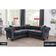 New ListingNew in box Dark Gray Flannelette L shaped Couch Living Room Sofa Set