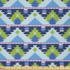 Ambesonne Geometric Scene Microfiber Fabric by The Yard for Arts and Crafts