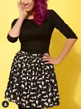 SAMPLE SALE S FROCK SHOP Cute Black Siamese Cat Pleated Short Skirt ModCloth NWT