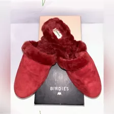 Birdies The Songbird Merlot Faux Fur Ruby Red Slip On Slippers NEW 8.5 W