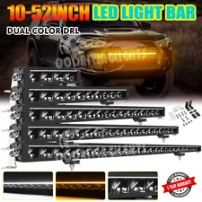 22" 32" 42" 52'' LED Light Bar Dual-Color DRL Combo Work Offroad Driving ATV SUV