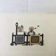 Unframed Completed Cross Stitch/Needle Point "Quilts for Sale" Vintage