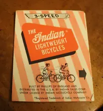 The Indian Lightweight Bicycle Booklet ~ Form #875 ~ Circa 1948-1952