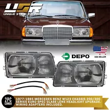 DEPO Euro Glass Headlight + Wiring Adapter for 1977-1985 Mercedes W123 200 / 300 (For: Mercedes-Benz)