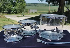 New . DW Design Series 3-pc Acrylic Shell Pack Clear: 16", 12", 10" Toms