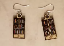 Bookcase Earrings, Hypoallergenic Book Lover Gift Bookshelf Pure Sterling Silver