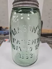 Tigner G. Co. Xenia Ind. Mason's Patent Fruit Jar Green NICE!