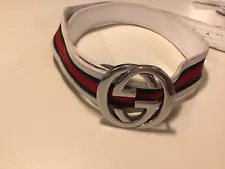 Gucci belt and buckle. Buckle is double GG. Belt is for 41-45” green red white