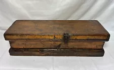 Antique Hand Made Wood Carpenters Chest Primitive Tool Box Shipwrights 32.75"W