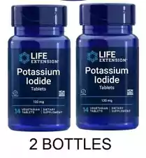 2X Life Extension Potassium + Iodide 130 MG 14 Tablets -BEST BY 8/25