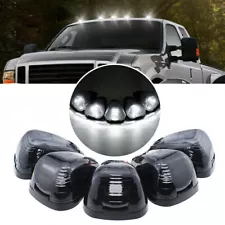 Smoked Lens White LED Cab Roof Marker Lights For 99-16 F250 F350 F450 Super Duty