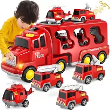 iHaHa Fire Truck Toys for 1 2 3 4 5 6 Years Old Boys Toddlers, 5 in 1 Kids Carri