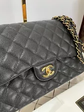 CHANEL / LARGE CLASSIC BAG / DOUBLE FLAP / GHW CAVIAR LEATHER / RRP $19,230