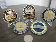 Lot of 5 POTUS Challenge Coins George W & George H W Bush Obama Trump & Biden