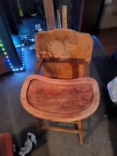 antique wooden baby high chair