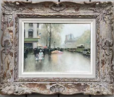 Early Andre Gisson Oil-Parisian Street Scene-Original Frame