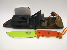 Esee 6 Knife Fixed Blade Orange Handle Venom Sheath Pouch