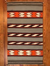 BEAUTIFUL NAVAJO DOUBLE SADDLE BLANKET RUG,FINE BANDED DESIGN,EXCELLENT,C1950,NR