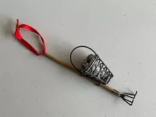 CLAM/OYSTER RAKE ORNAMENT with BASKET Quahog Seafood - Fishing Style FISHERMAN