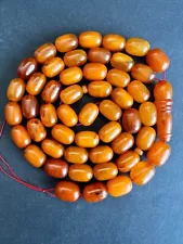 ROSARY45+5 Beads 90.9 gr. Natural BUTTERSCOTCH EGG YOLK amber ISLAMIC misbaha