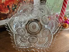 1900's Antique Pressed Glass Serving/Salad Bowl Many Uses Beautiful Design