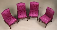 VINTAGE CONCORD DOLLHOUSE SET OF 4 MAROON VICTORIAN CHAIRS #M452 MINT!!! NIB!!!