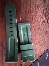 24mm Authentic PANERAI Rubber Strap Green Diver Watch Band Tang Buckle x1