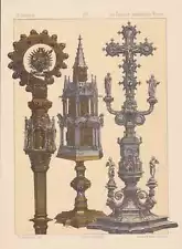 Roman Catholic Church Relics Pastoral Staff LITHOGRAPHY from 1883