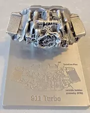 PORSCHE 911 TURBO Miniature Car Engine Model Cutaway Paperweight Promo Pewter