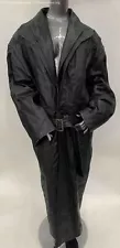 Pelle Moda Women's Black Long Sleeve Belted Leather Trench Coat Size L