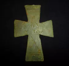 Ancient Byzantine CROSS - Bronze Religious Pendant - Circa 600-800 AD -1972