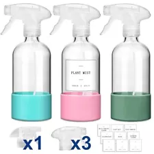 GMISUN Glass Spray Bottles for Cleaning Solutions 16oz 3Pack Blue&Pink&Green