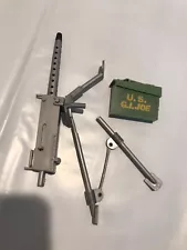 GI Joe 12” Hasbro 1964 30 Caliber Machine Gun, Tripod & Ammo Case Broken Leg