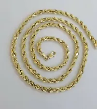 REAL 10K Yellow Gold Chain Necklace 4mm 22 Inch Men Women Free Shipping On Sale