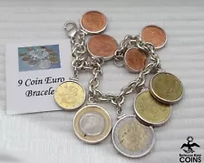 Nine Euro Coin Round Link Bracelet w/Certificate