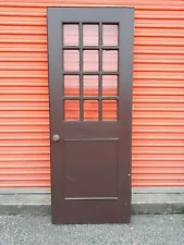 EXTERIOR DOOR WITH 12 PANES GLASS 1 PANEL STAINED & PAINTED INSIDE CAN SHIP