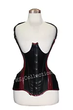 Heavy Duty Steel Boned Under Bust Genuine Black Leather Corset 8462 L