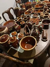 Hull Square Bake And Serve Brown Drip Pottery Complete Dinnerware Set