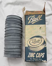 Ball Zinc Caps Vintage Canning Jar Lids Porcelain New Open Box 12 Lids Full