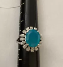 Stunning Created Paraiba Tourmaline Set In 925 Silver Size 6 Ring