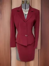 TAHARI ASL Skirt Suit Size 8 Two Piece Set 29X24 Assertive In Red Executive