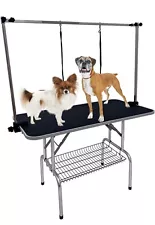 Qiwey Pet Dog Grooming Table with Armrests, Lasso, Foldable, 45 x 24 Inch