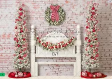 10x7 Fabric Candy Cane Photography Christmas Holiday Headboard Backdrop