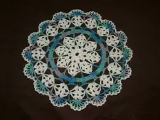 New Hand Crocheted Doily - white ocean multi-color