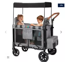 Joymor Stroller Wagon with Face to Face High Double Seat & Canopy for 2 Kids