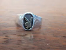 Signed Playboy Bunny Sterling Silver Signet Ring Size 9