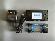 Nintendo Game Boy Micro Black w/ Ammonite Blue FacePlate (US MODEL) w/ Charger